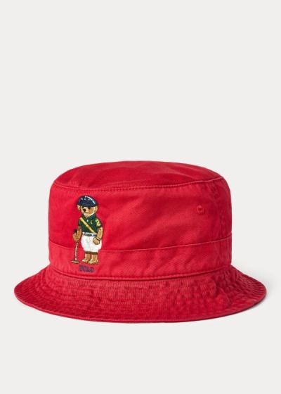 Sombreros Polo Ralph Lauren Hombre Rojos - Polo Bear Chino Bucket - RDICQ5789